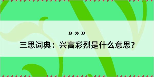 三思词典：兴高彩烈是什么意思？