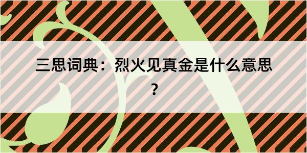 三思词典：烈火见真金是什么意思？