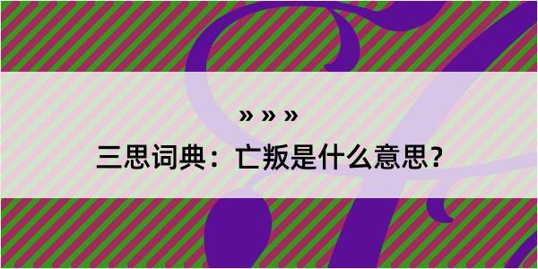 三思词典：亡叛是什么意思？