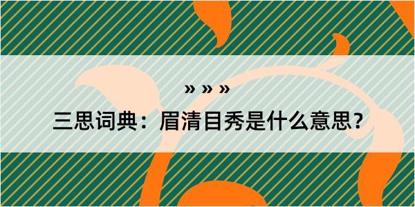 三思词典：眉清目秀是什么意思？