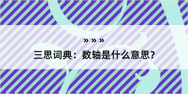 三思词典：数轴是什么意思？