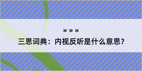 三思词典：内视反听是什么意思？