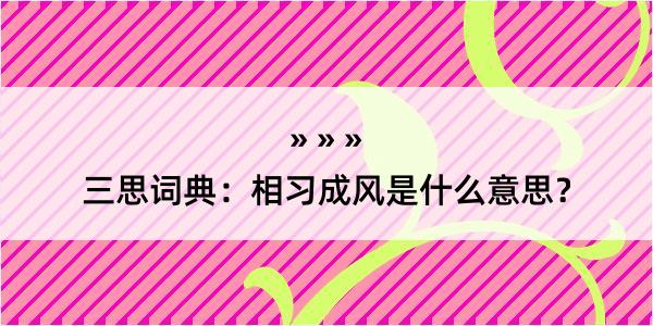 三思词典：相习成风是什么意思？