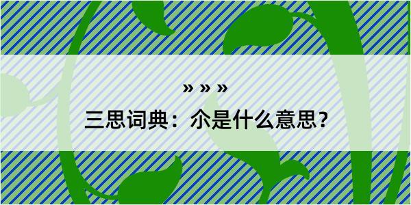 三思词典：尒是什么意思？