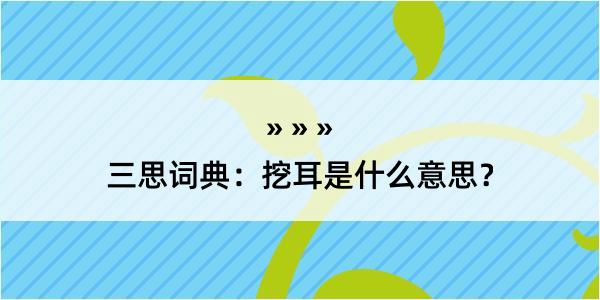 三思词典：挖耳是什么意思？