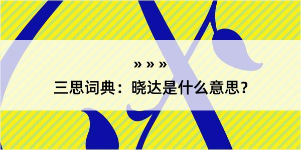 三思词典：晓达是什么意思？