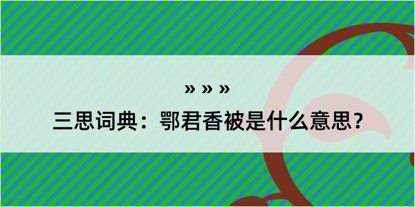 三思词典：鄂君香被是什么意思？