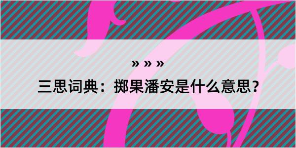 三思词典：掷果潘安是什么意思？