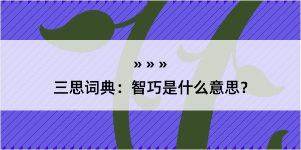 三思词典：智巧是什么意思？