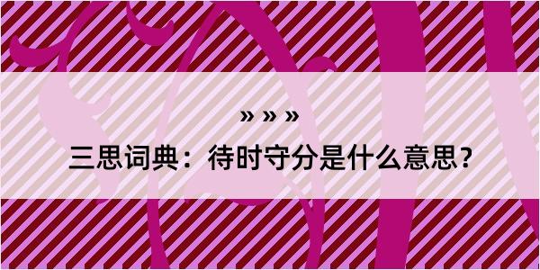 三思词典：待时守分是什么意思？