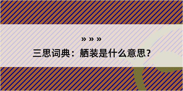 三思词典：舾装是什么意思？