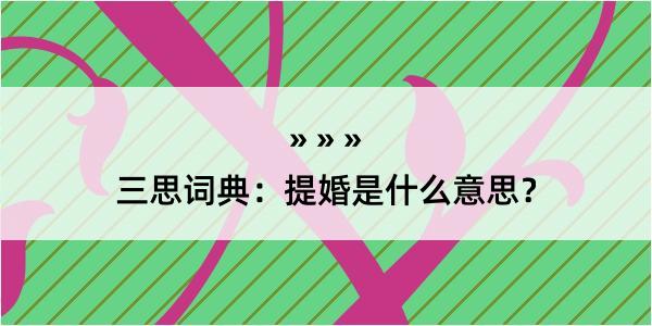 三思词典：提婚是什么意思？