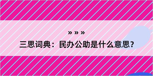 三思词典：民办公助是什么意思？