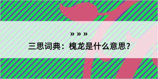 三思词典：槐龙是什么意思？