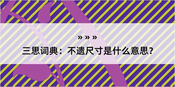 三思词典：不遗尺寸是什么意思？