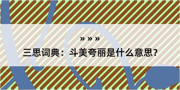 三思词典：斗美夸丽是什么意思？