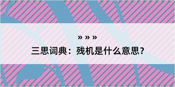 三思词典：残机是什么意思？