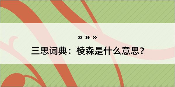 三思词典：棱森是什么意思？