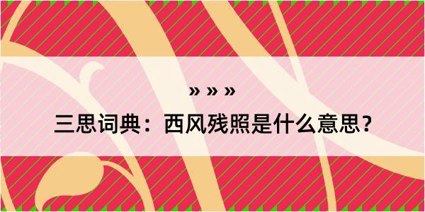 三思词典：西风残照是什么意思？