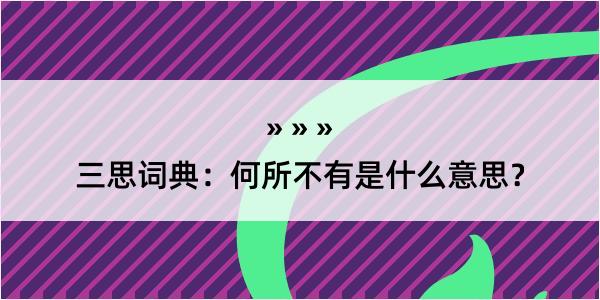 三思词典：何所不有是什么意思？