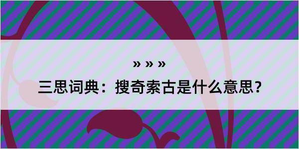 三思词典：搜奇索古是什么意思？