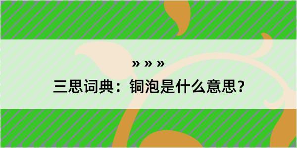 三思词典：铜泡是什么意思？