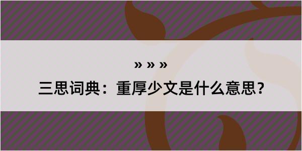 三思词典：重厚少文是什么意思？