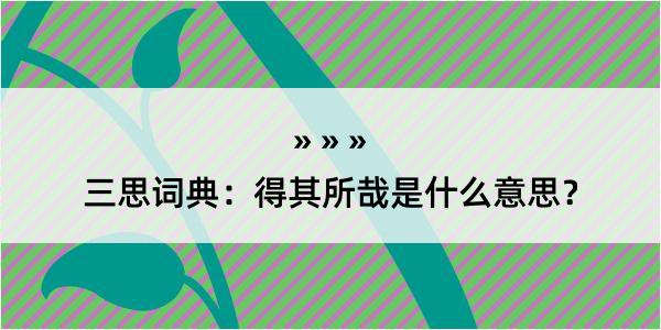 三思词典：得其所哉是什么意思？