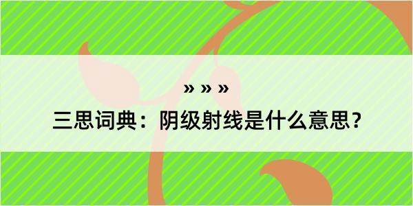 三思词典：阴级射线是什么意思？