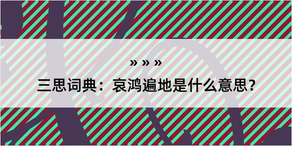 三思词典：哀鸿遍地是什么意思？