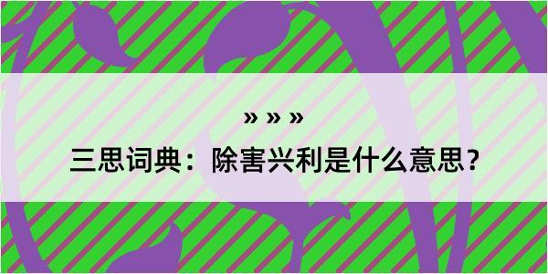 三思词典：除害兴利是什么意思？