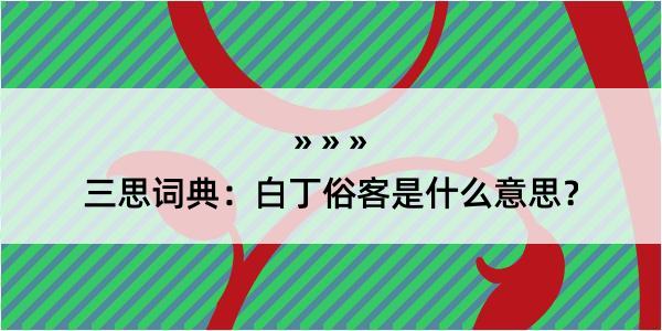 三思词典：白丁俗客是什么意思？