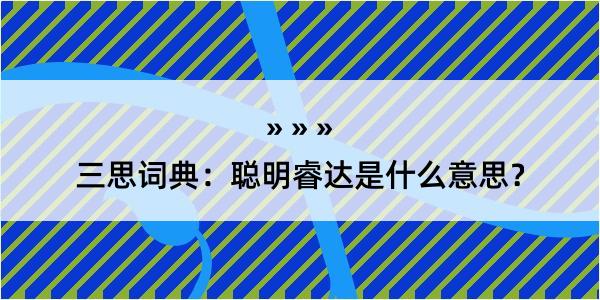 三思词典：聪明睿达是什么意思？