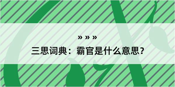 三思词典：霸官是什么意思？