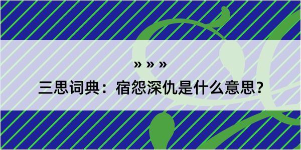 三思词典：宿怨深仇是什么意思？