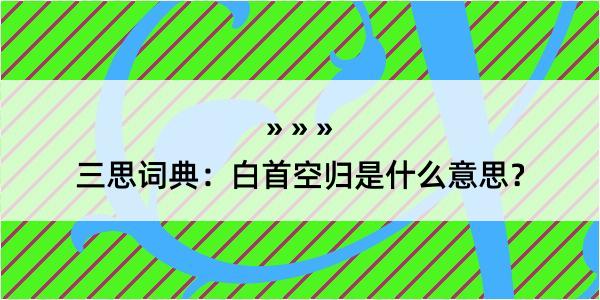 三思词典：白首空归是什么意思？