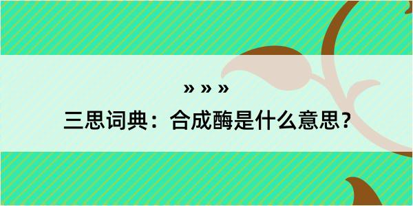 三思词典：合成酶是什么意思？