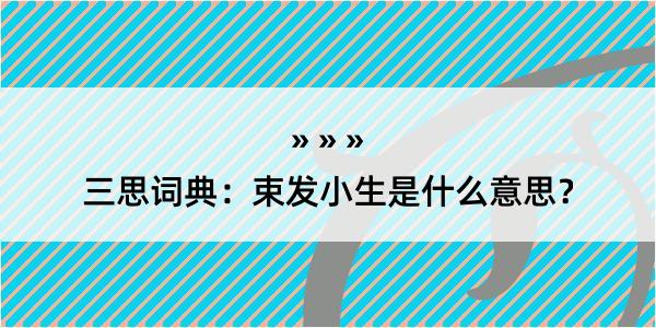 三思词典：束发小生是什么意思？