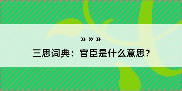 三思词典：宫臣是什么意思？