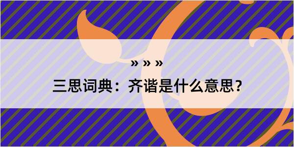 三思词典：齐谐是什么意思？