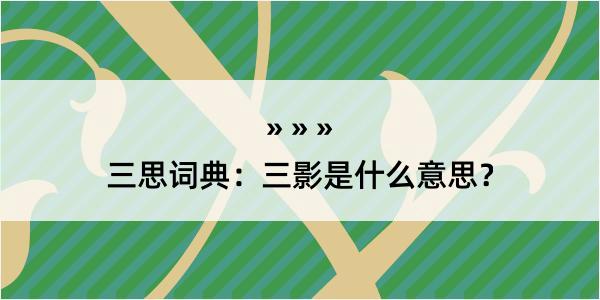 三思词典：三影是什么意思？