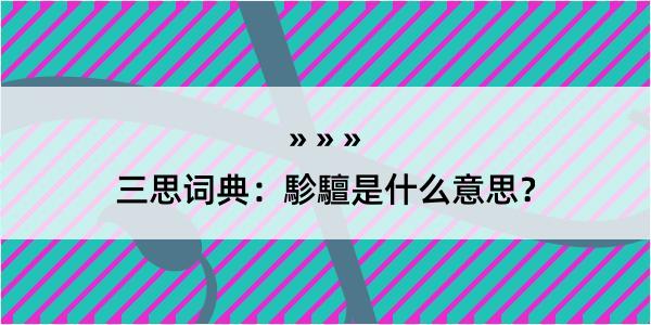 三思词典：駗驙是什么意思？