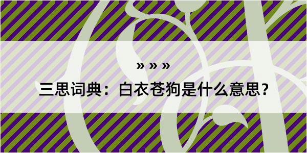 三思词典：白衣苍狗是什么意思？