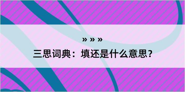 三思词典：填还是什么意思？