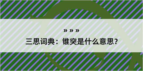 三思词典：锥突是什么意思？