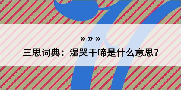 三思词典：湿哭干啼是什么意思？