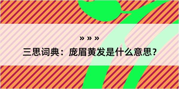 三思词典：庞眉黄发是什么意思？