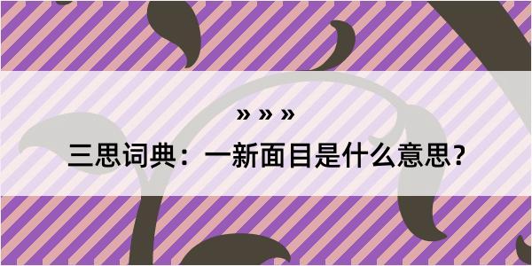 三思词典：一新面目是什么意思？