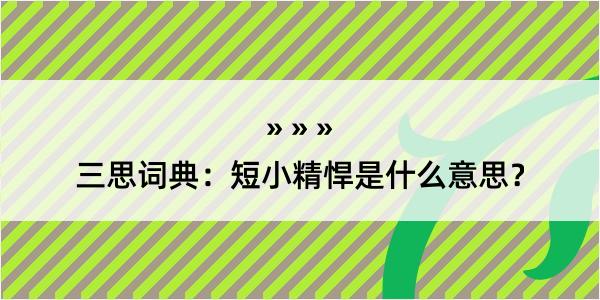 三思词典：短小精悍是什么意思？