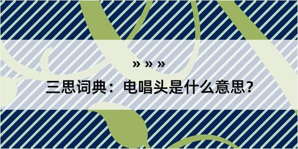 三思词典：电唱头是什么意思？